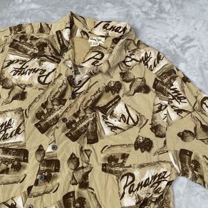 Panama Jack Shirt Mens 3XL Loop Collar Camp Hawaiian Beach Rum Print Rayon Retro